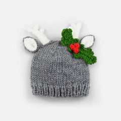 Gray Deer Hat with Holly